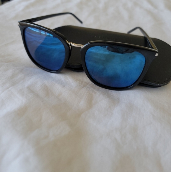 SAINT LAURENT SUNGLASS BLACK FRAME W/BLUE MIRRORED LENS SL 131/K COMBI 004 - Picture 8 of 11